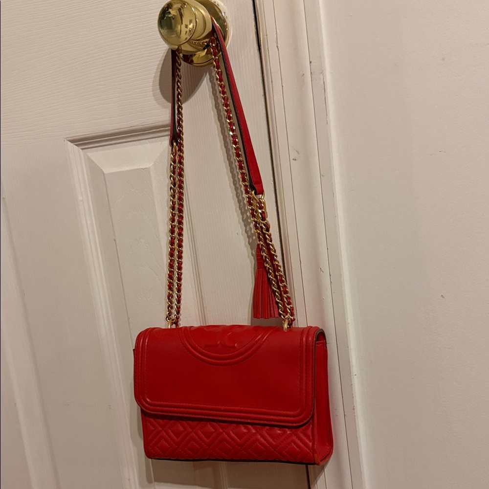 Tory Burch Red Quilted Shoulder Bag